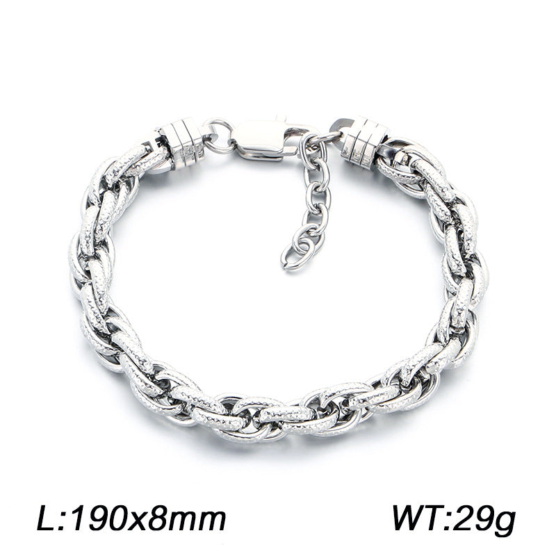 With Extension Chain Bracelet – Beating Pattern Handmade Twist Chain Men's Stainless