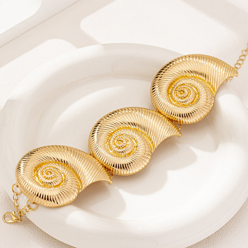 Stylish Metal Spiral Circle Bracelet for Women by Planderful