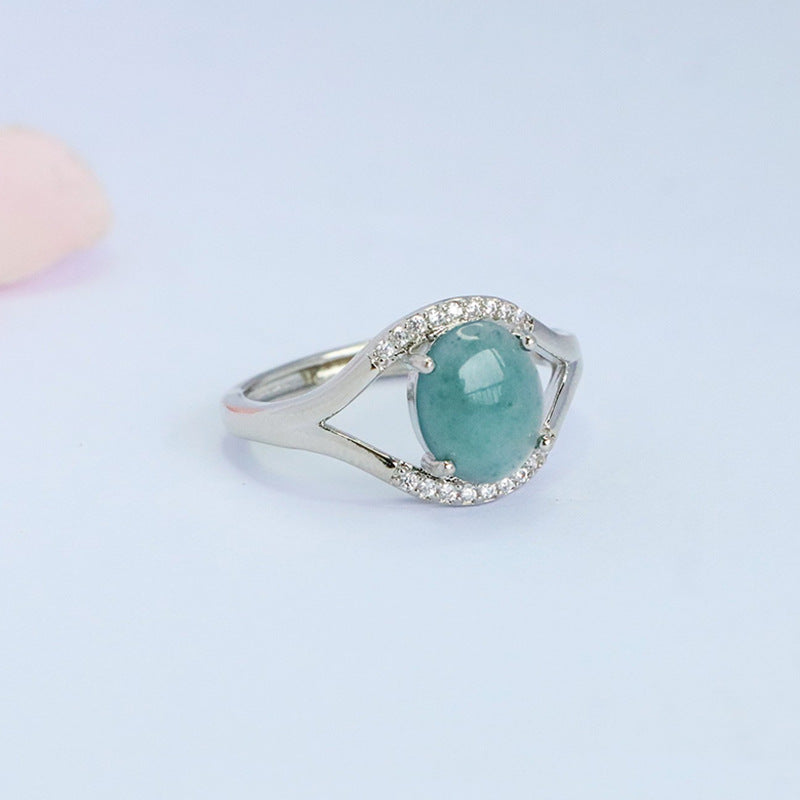 Blue-Water Jadeite Angel Eye Ring