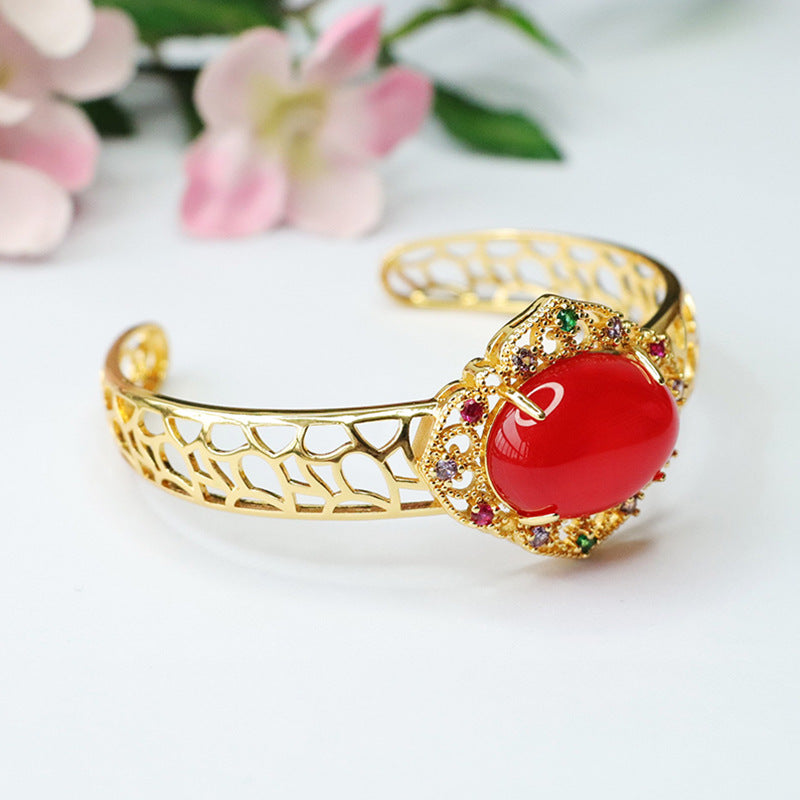Retro Women's Golden Opening Agate Bracelet - Fortune's Favor Collection