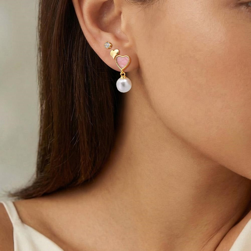 Pearl Heart Earrings
