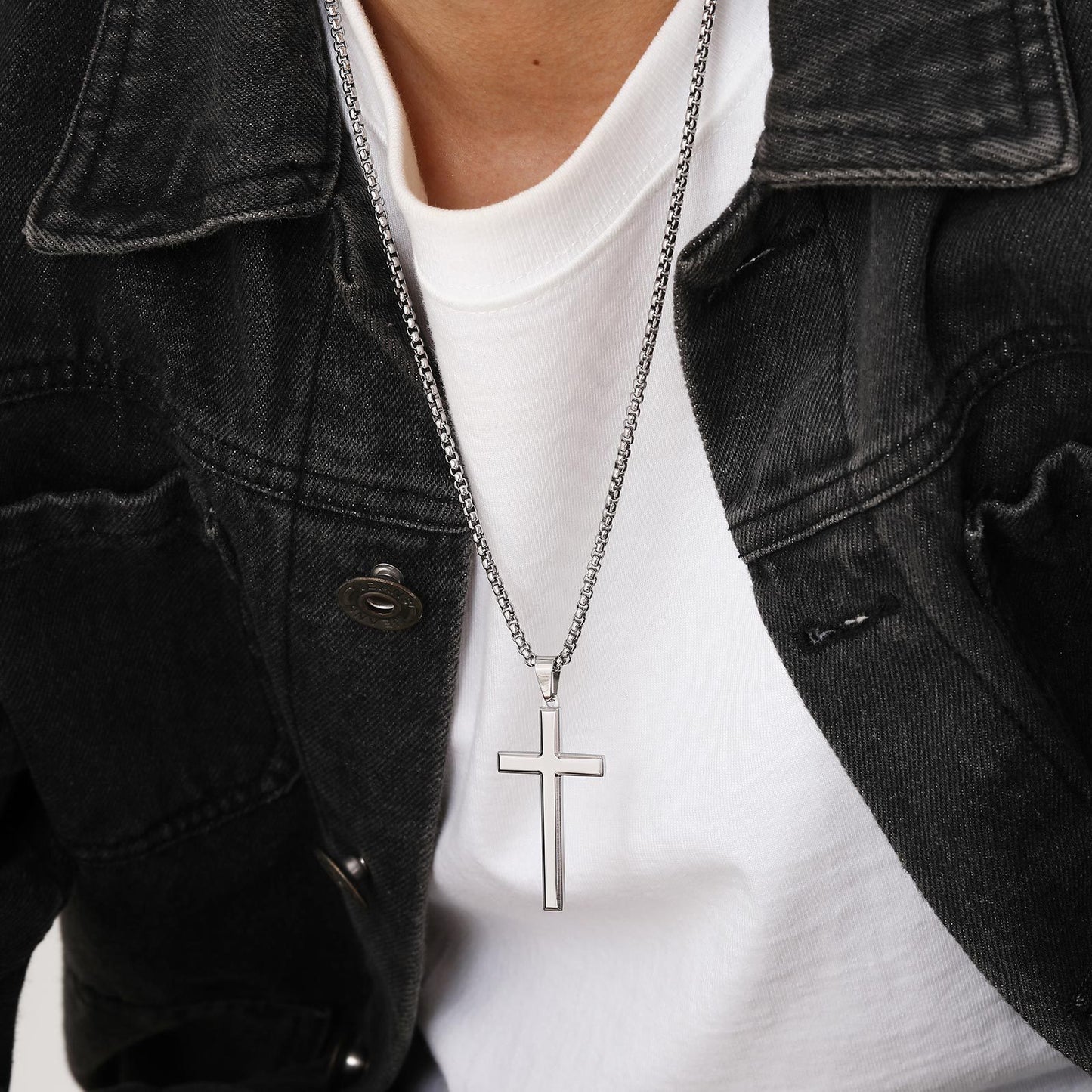 Cross Pendant Necklace Unisex Steel Jewelry Versatile Hip Hop Style Planderful Everyday Genie Collection For Him And Her