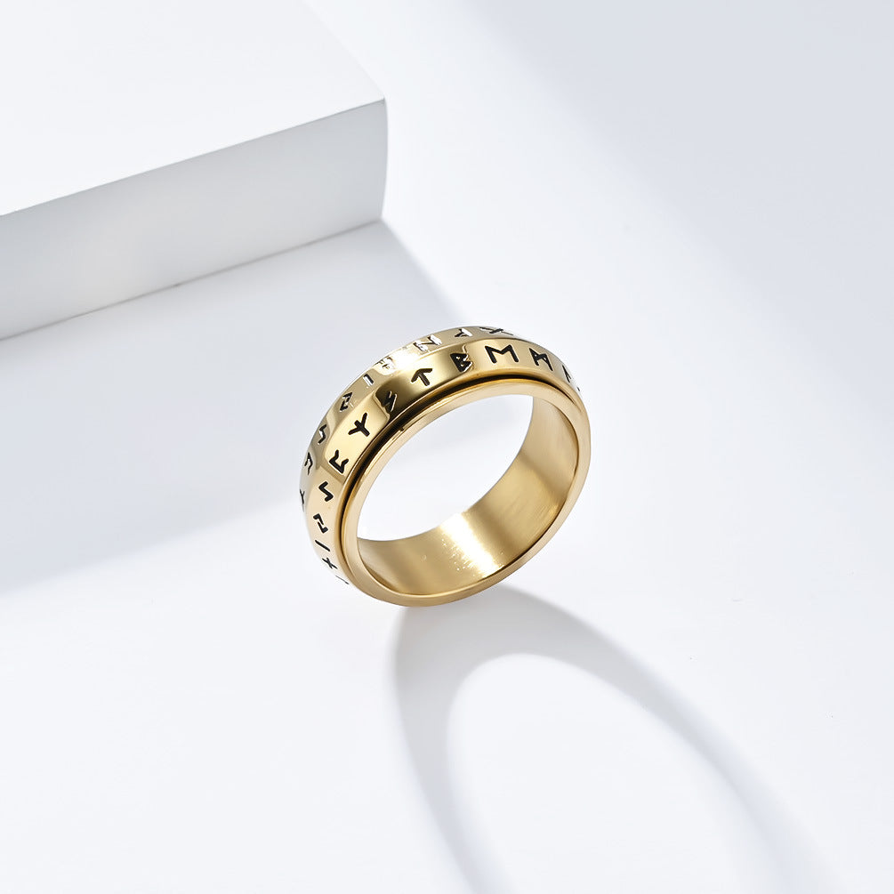 Nordic Viking Rotatable Titanium Steel Ring for Men