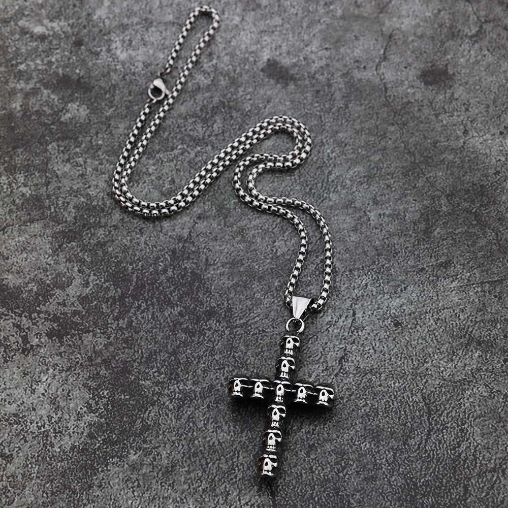 Cross-Border New Products Pendant Skull Cross Personalized Men's Pendant Titanium Steel Jewelry