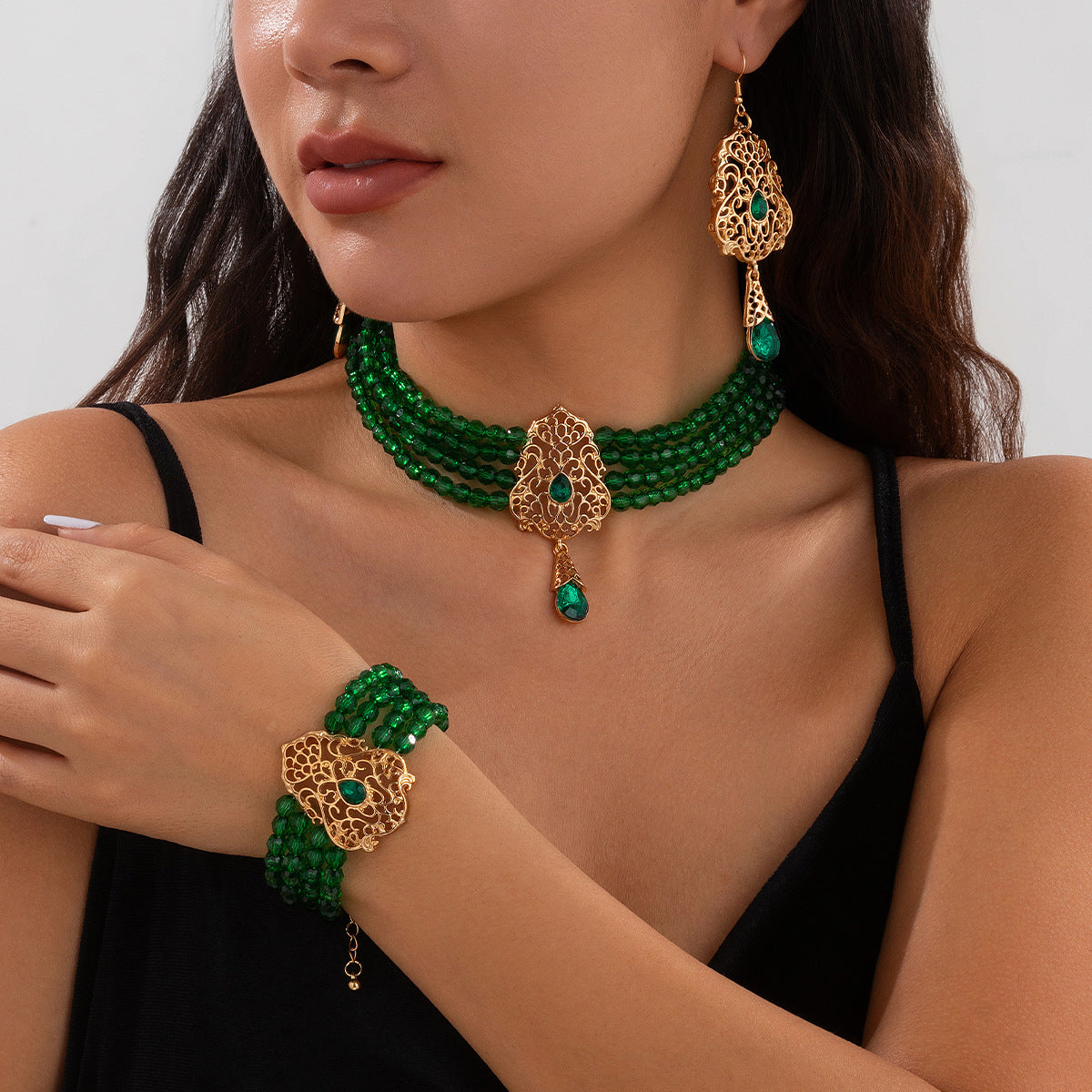 French Crystal Teardrop Jewelry Set