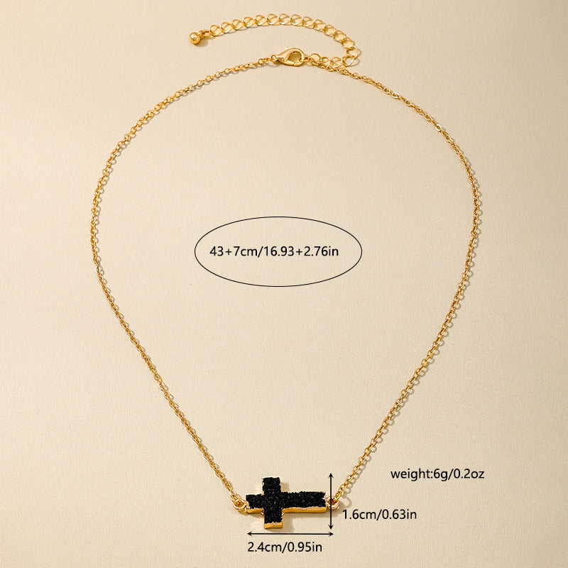 Planderful Vienna Verve Necklace – Trendy Metal Cross Resin Pendant