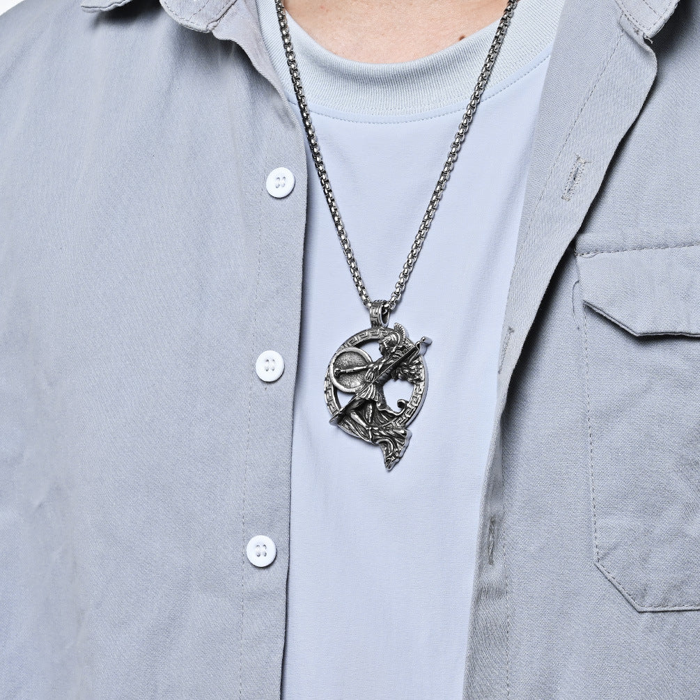 Amazon Hot Sale Vintage Greek Muse Titanium Steel Necklace