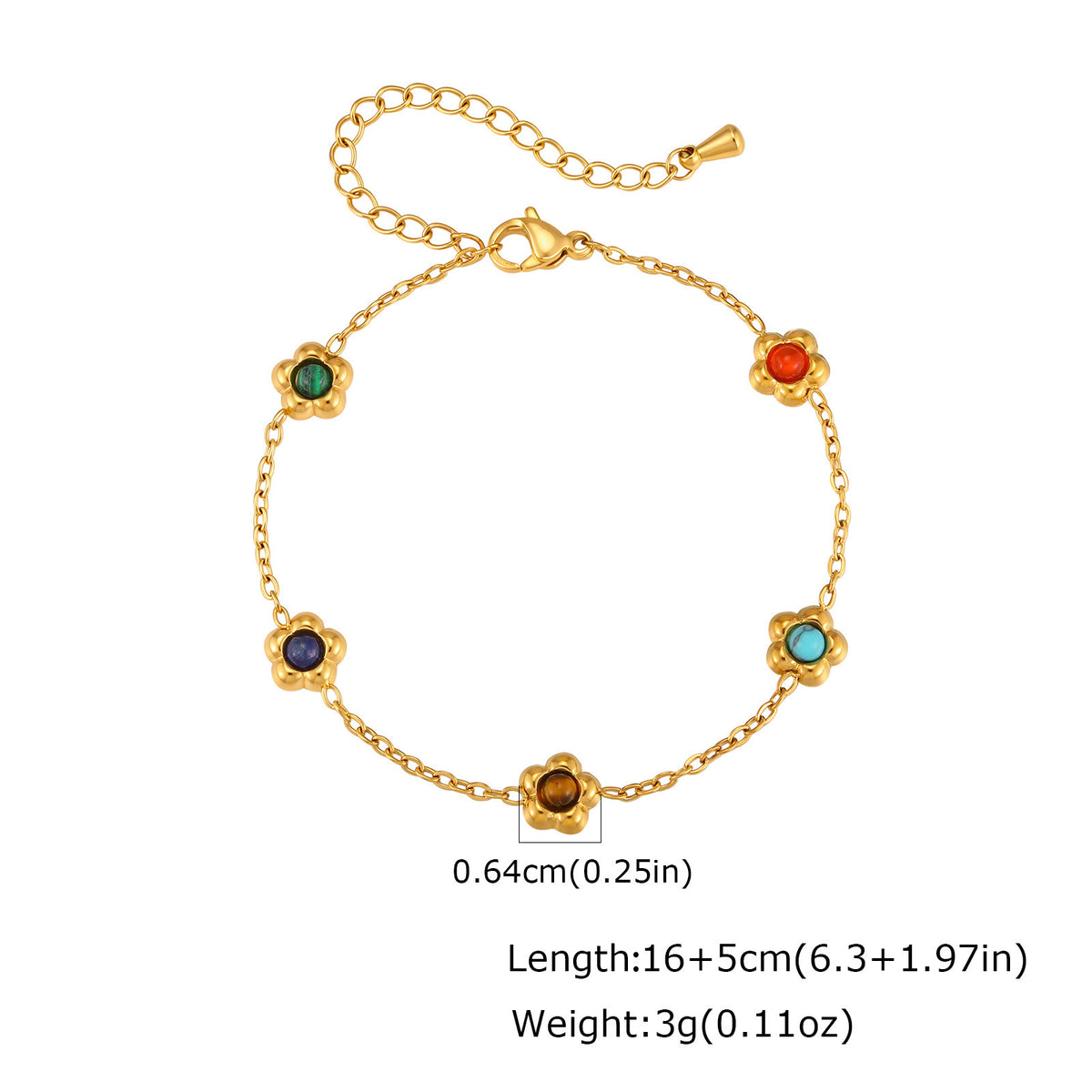 Flower Natural Stone Stainless Steel Bracelet Unisex