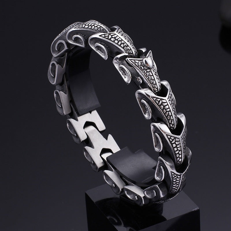 Punk Smeared Keel Titanium Steel Bracelet – Hip Hop Double Row Zircon Curved Bar Layered