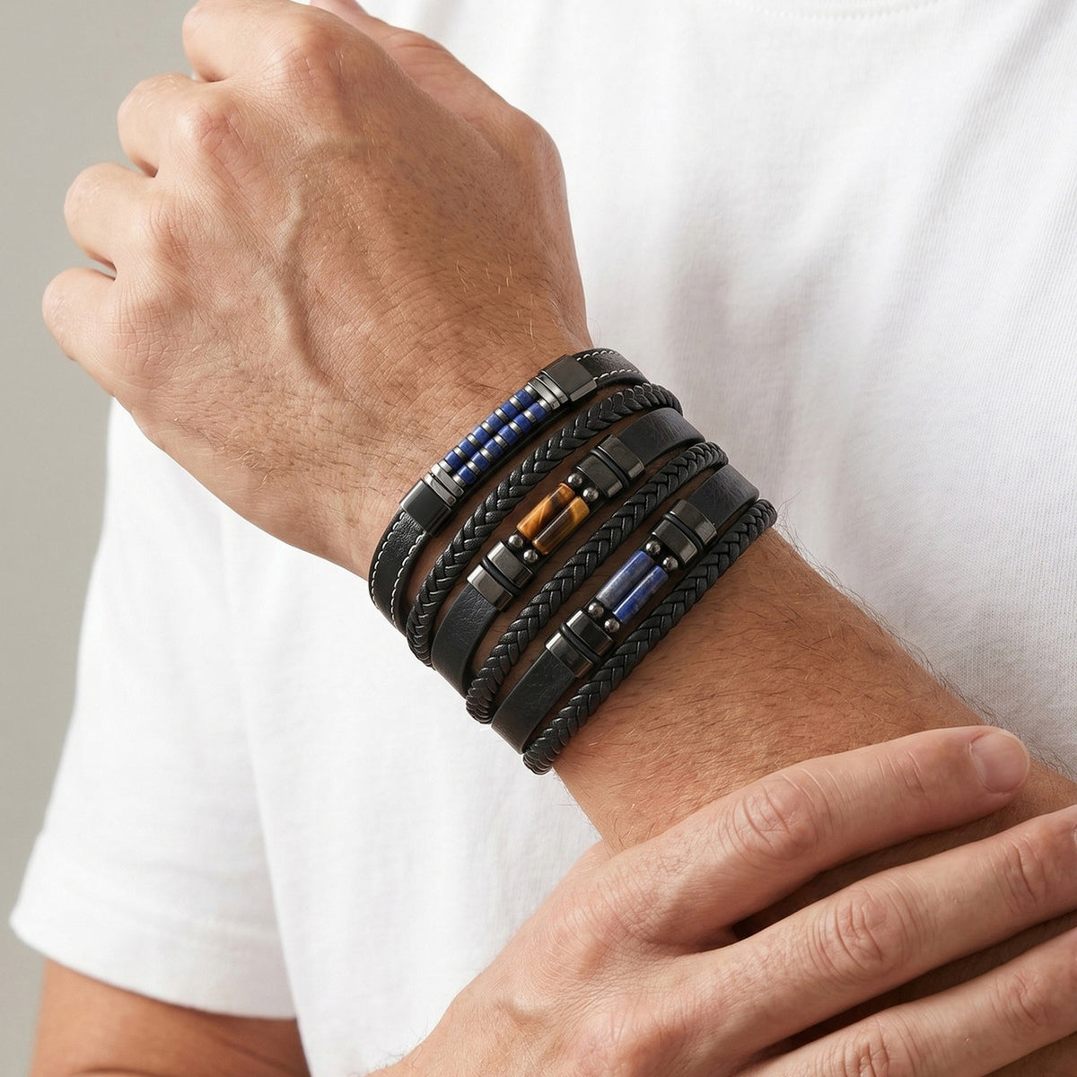 Lapis Lazuli Stainless Steel Bracelet
