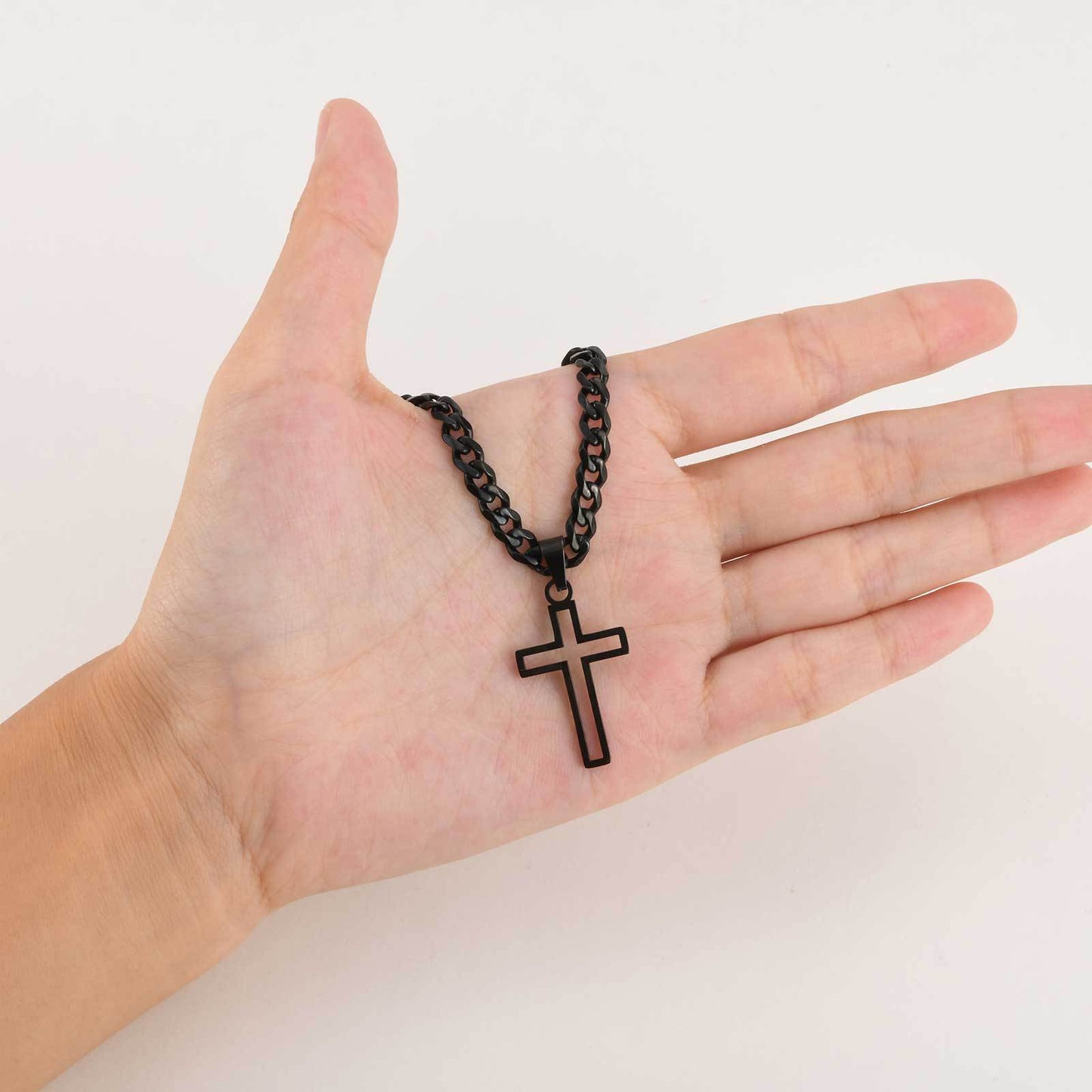 Planderful Titanium Hollow Cross Pendant Necklace For Men