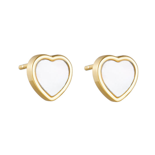 Heart Shape Mother of Pearl Silver Stud Earrings
