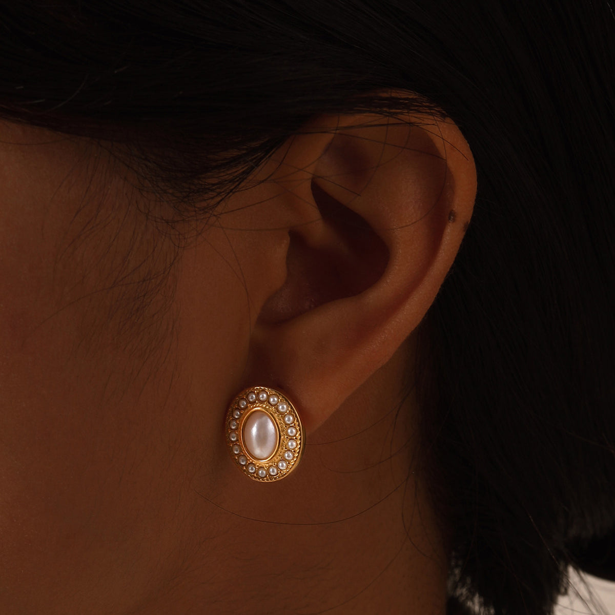 Stainless Steel Pearl Earrings