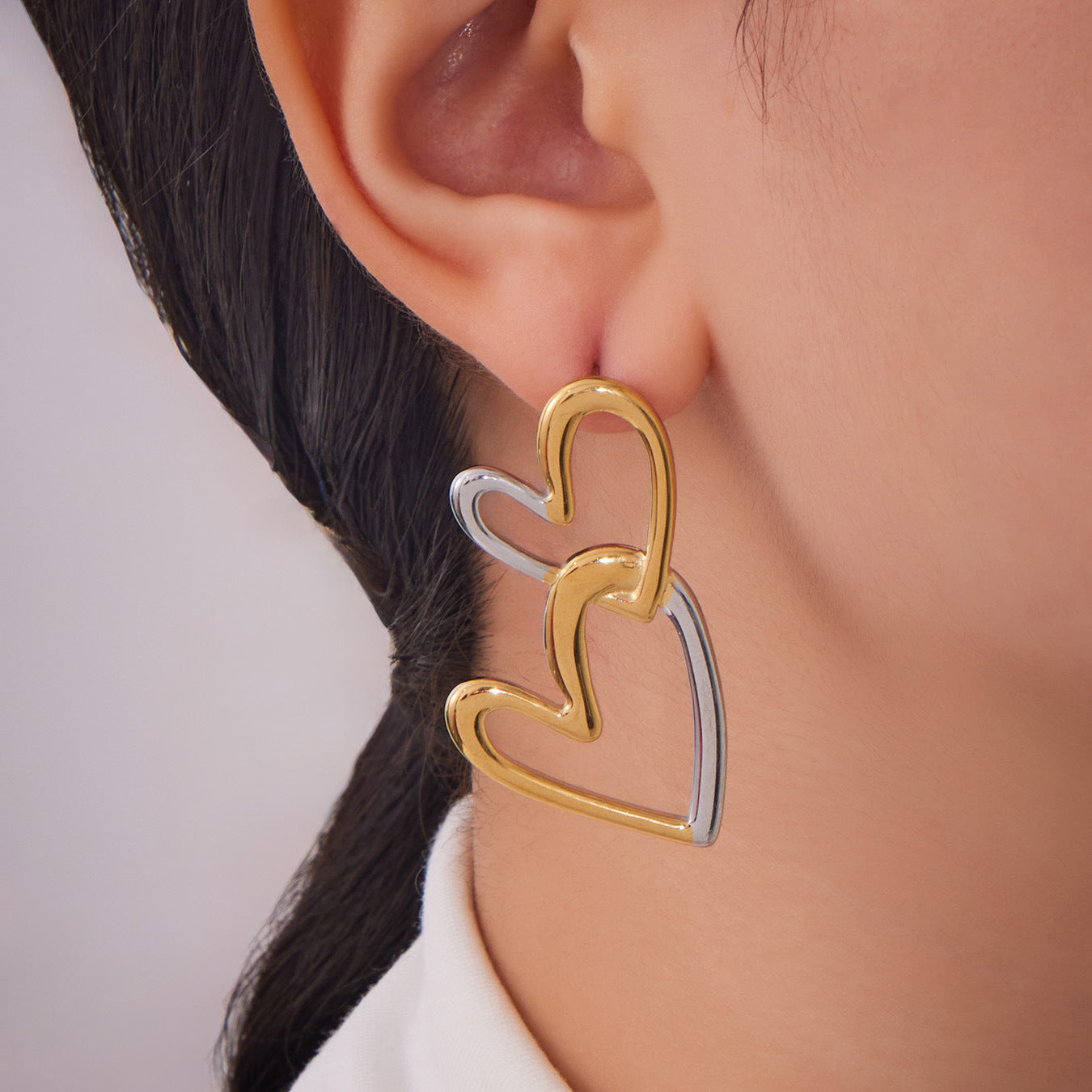Planderful Double Love Earrings 18K Gold Plated Women