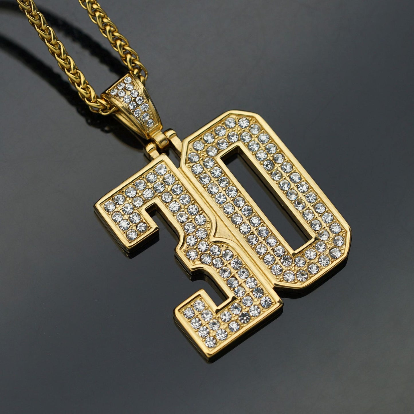 Zircon Necklace – Statement Hip Hop Jewelry In Gold Plated Stainless Steel Pendant
