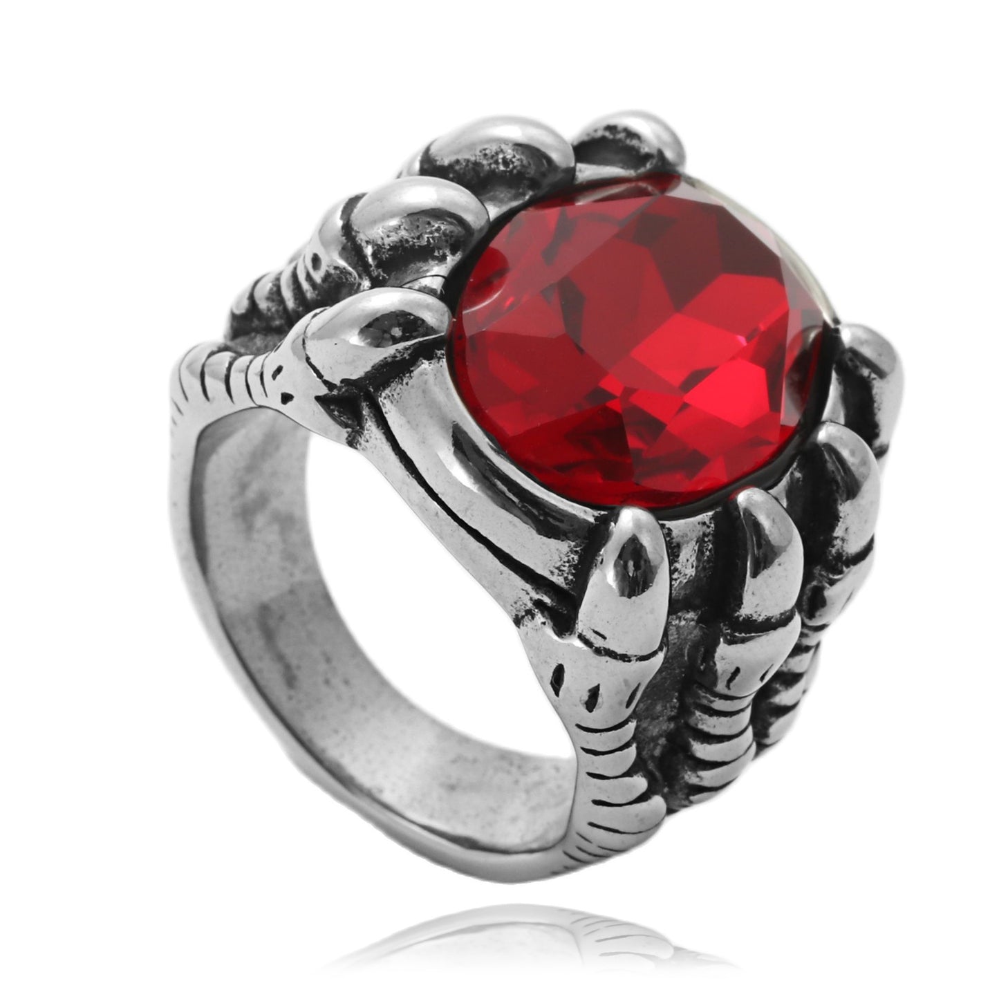 Planderful Titanium Steel Ring Multicolor Stone Dragon Claw Unisex Men Retro Punk Protection Statement