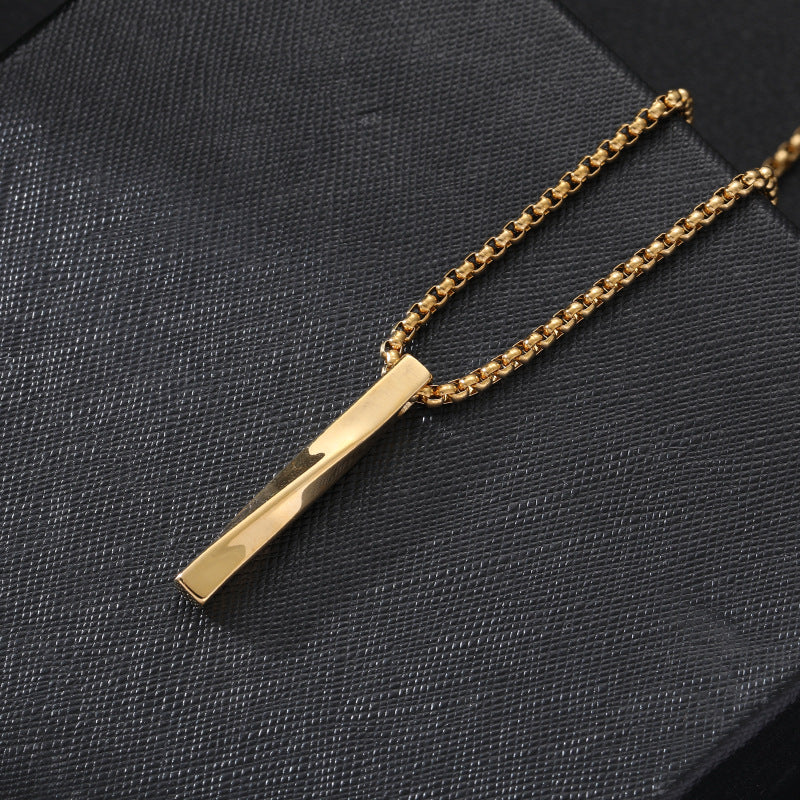 Planderful Personalized Hip Hop Mens Stainless Steel Necklace With Twisted Pendant Premium Gift