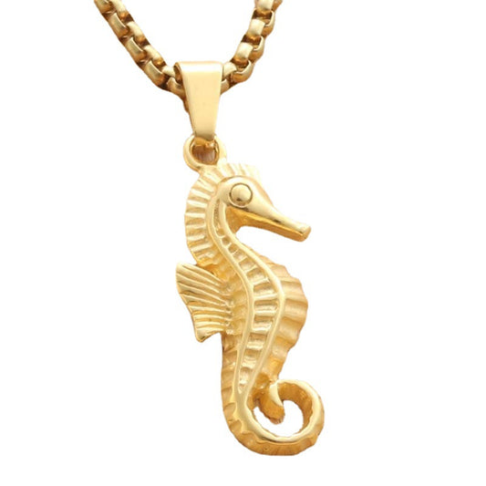 Titanium Steel Seahorse Necklace - Vintage Punk Style Pendant for Men and Women