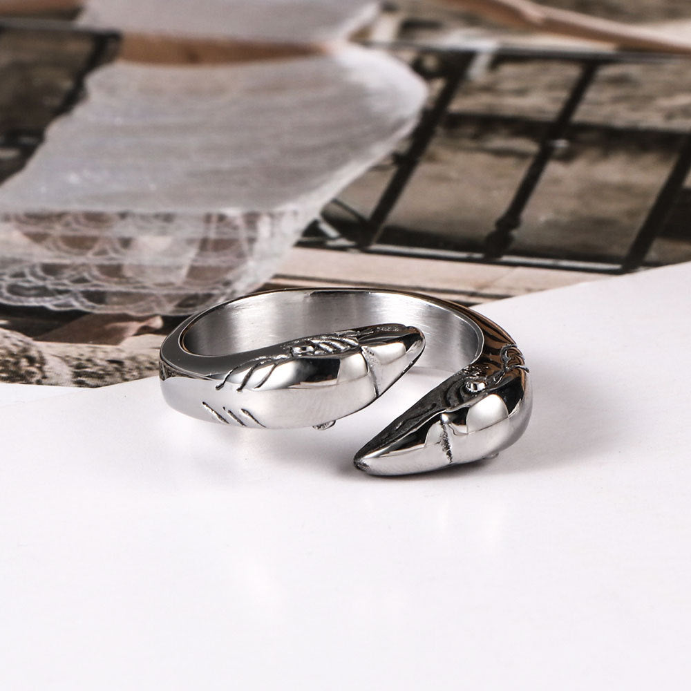 Trendy Gold Flying Eagle Open Ring Titanium Steel Jewelry