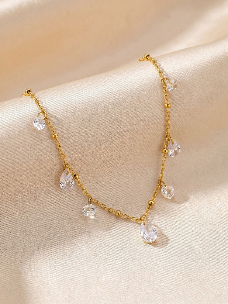 Women's Stainless Steel Horse Eye Zircon Wave Bead Necklace Stacked With Daily Gifts