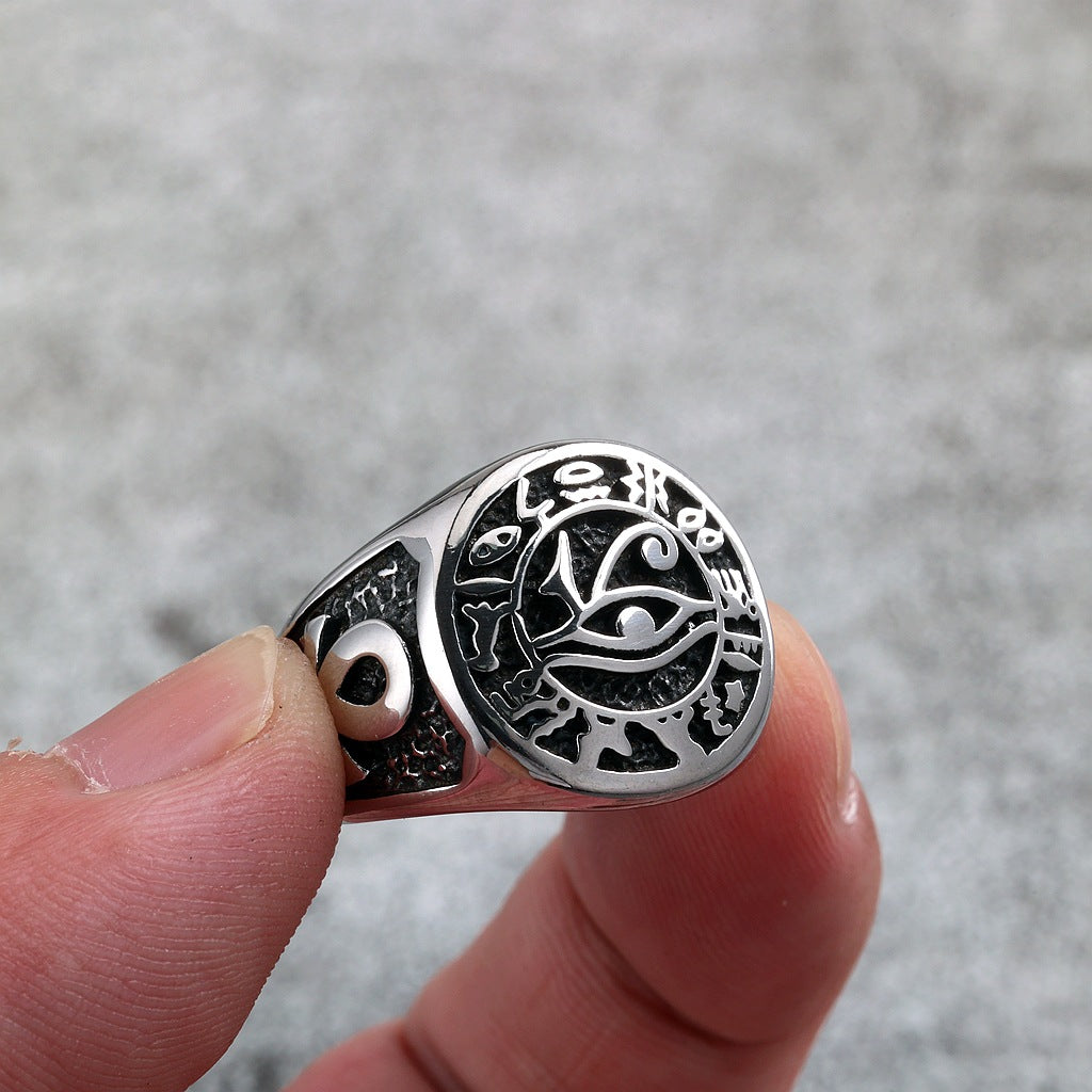 Vintage Cross Egyptian Stainless Steel Men's Ring