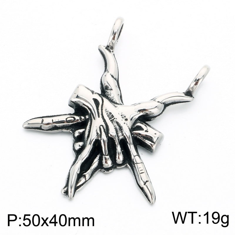 Viking Weapon Element Pendant Punk Street Double Knife Skull Baseball Bat Skull Necklace