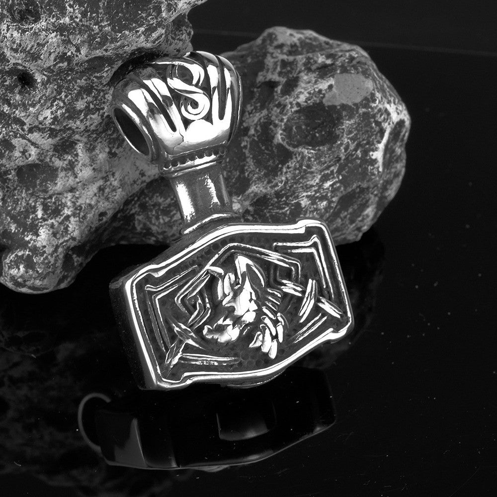 Planderful Viking Thor Hammer Pendant Necklace Titanium Steel With Celtic Wolf Odin Triangle For Men