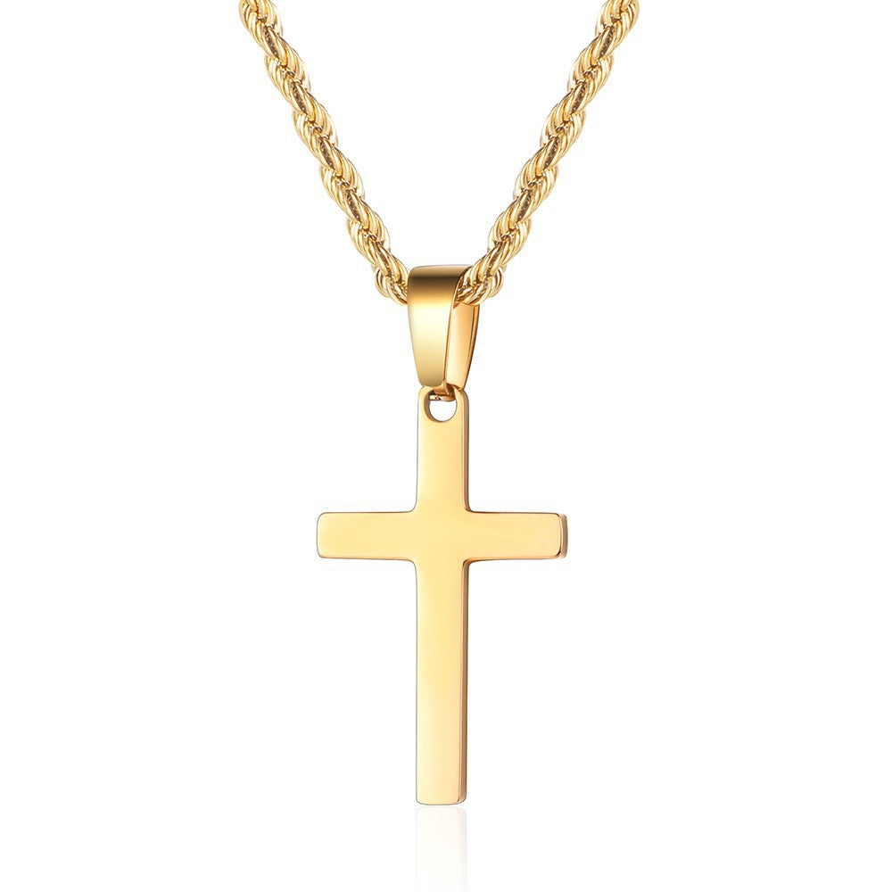 1. Planderful Mens Stainless Steel Necklace Cross Pendant Twist Chain Premium Gift for Him