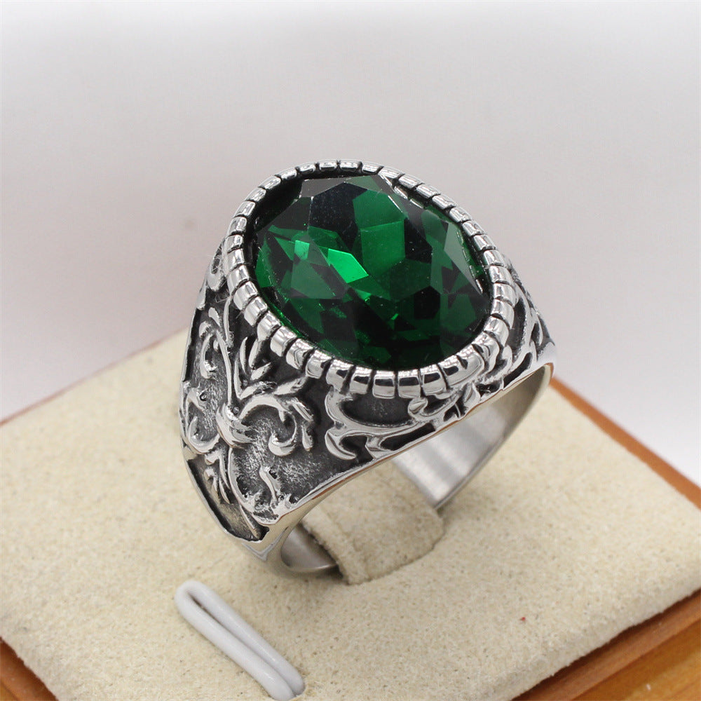 Planderful Personalized Retro Cross Zircon Titanium Steel Ring For Unisex Jewelry Lovers