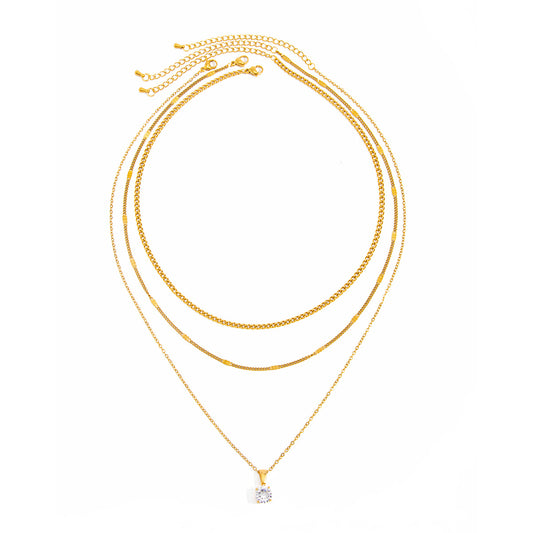 Europe And The United States Stacked Stainless Steel Snake Bone Chain Necklace