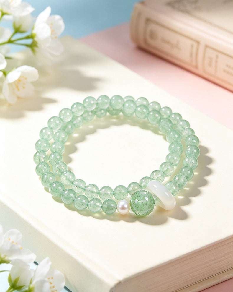 Strawberry Quartz Agate Crystal Bracelet