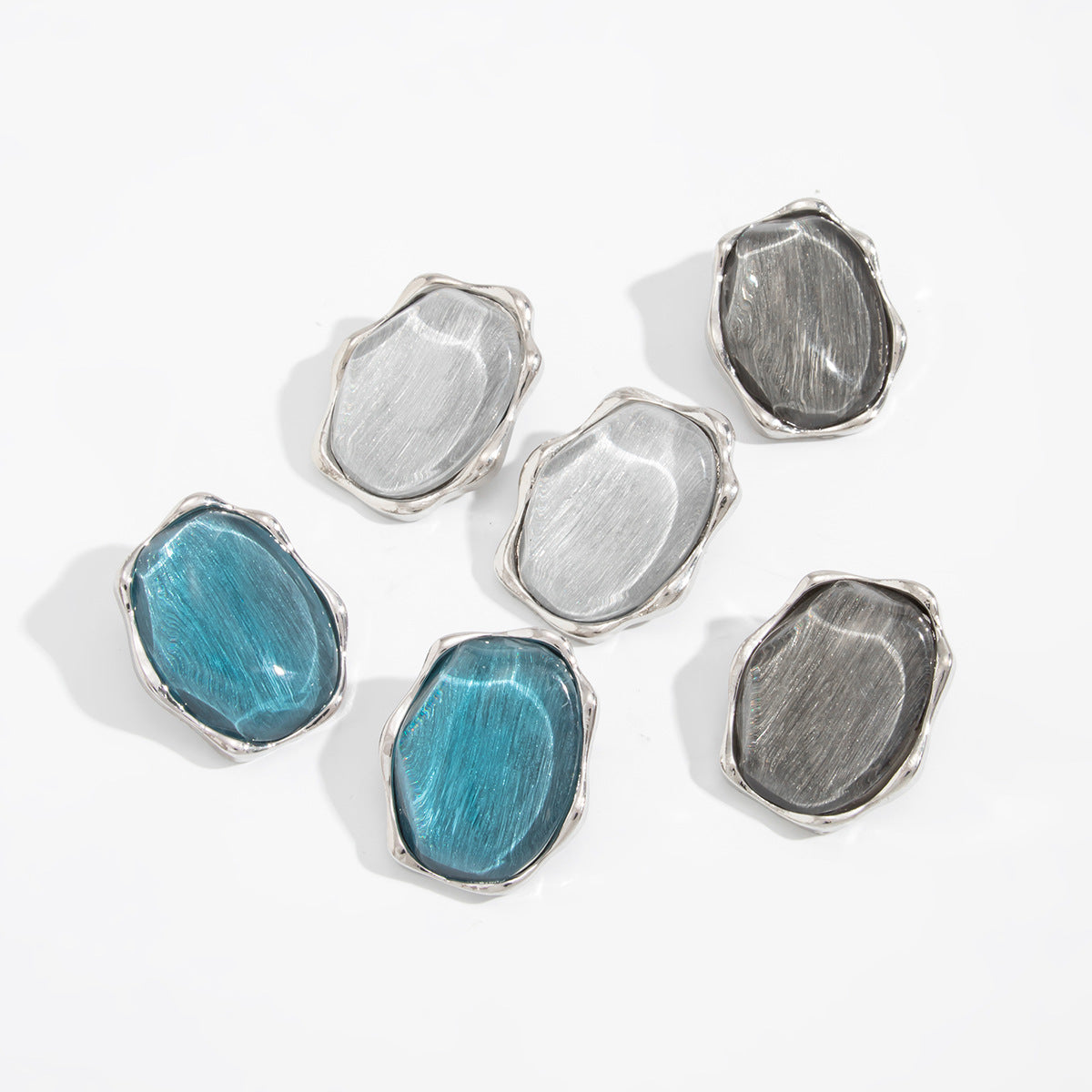 Planderful Vienna Verve Statement Stone Stud Earrings Brushed Texture Lava Stone Retro Design For Trendsetters