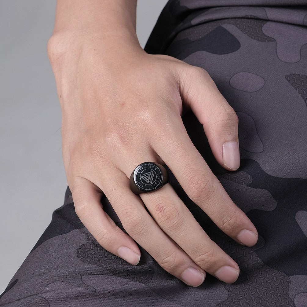 Amazon Nordic Viking Text Titanium Steel Ring for Men