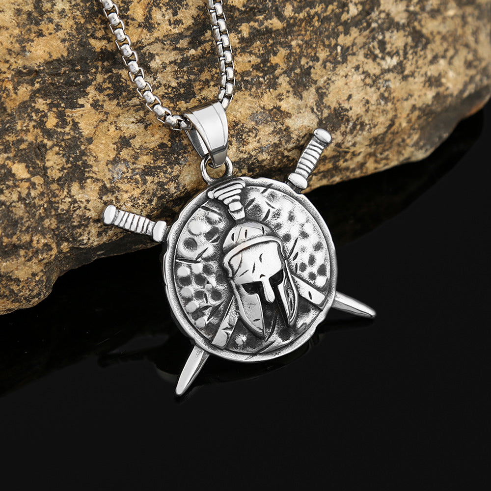 Vintage Dagger Mask Stainless Steel Men's Pendant Necklace