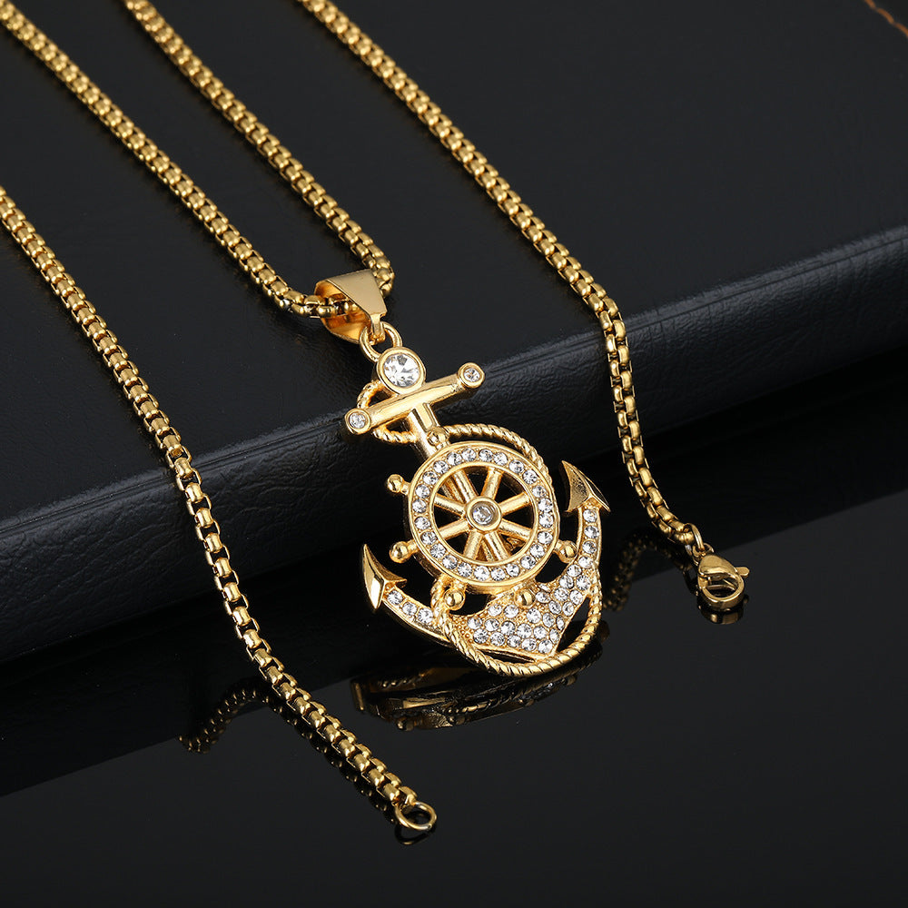 Steel Pendant - Elegant Navy Anchor