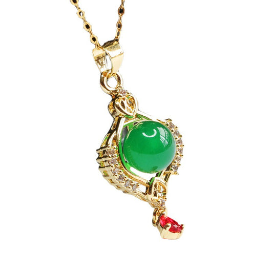 Green Chalcedony Zircon Pendant Necklace from Fortune's Favor Collection