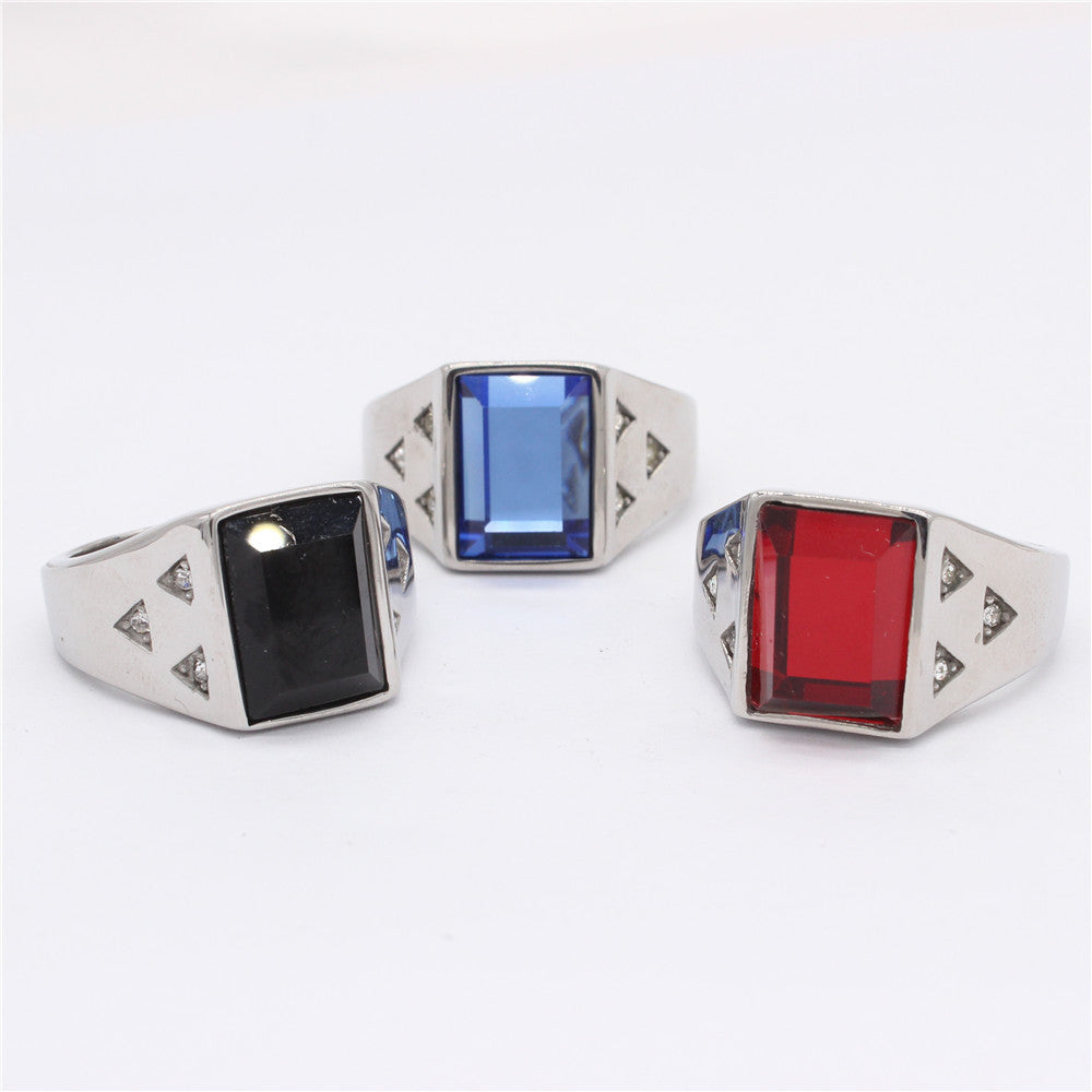 Unisex Titanium Steel Ring With Color Stone Protection Statement Planderful Everyday Genie Collection