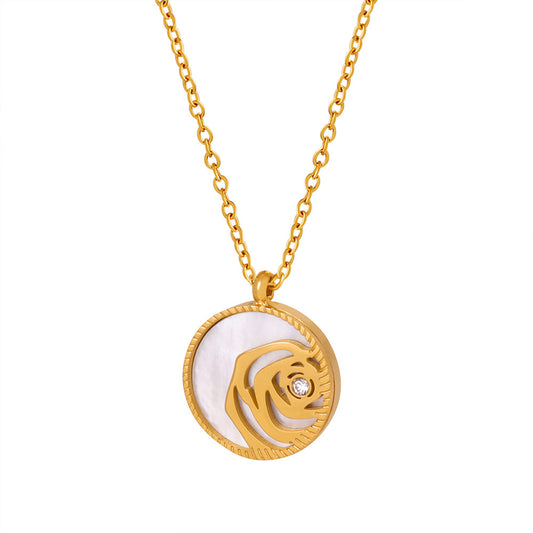 Luxurious 18K Gold Rose Pendant Necklace - Exquisite Women's Jewelry