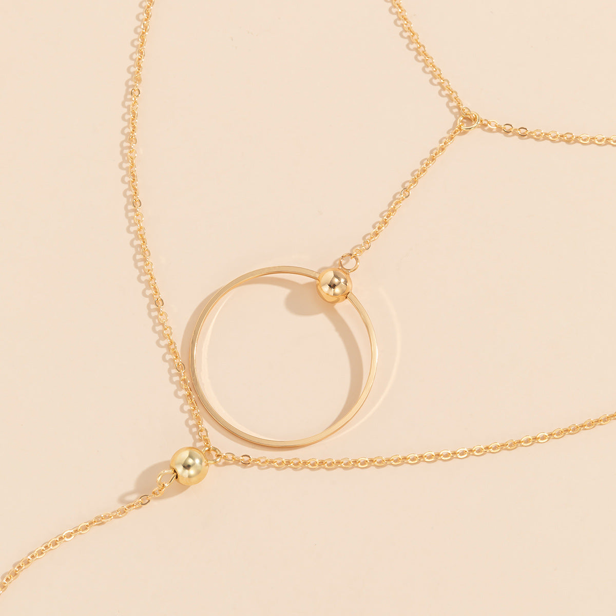 Planderful Vienna Verve Layered Necklace for Women with Ring Tassel Double Layer Chic Cross Bead Chain Statement