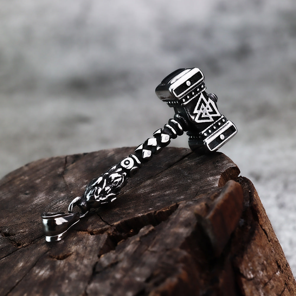 Viking Pendant Odin Triangle Celtic Wolf Titanium Steel Necklace For Men Planderful