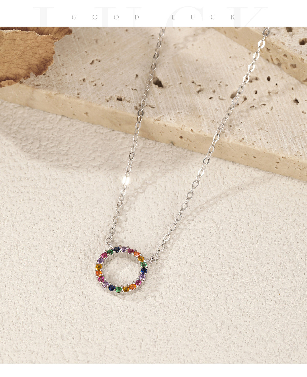 925 Sterling Silver Red Round Zircon Necklace