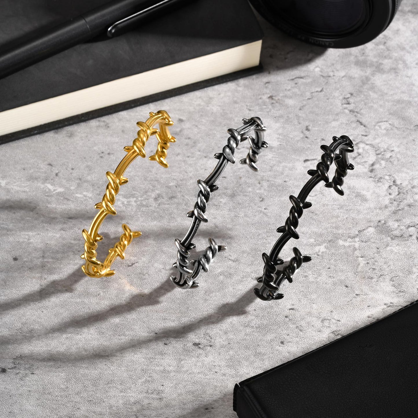 Planderful Men Stainless Steel Knotted C Shaped Bracelet