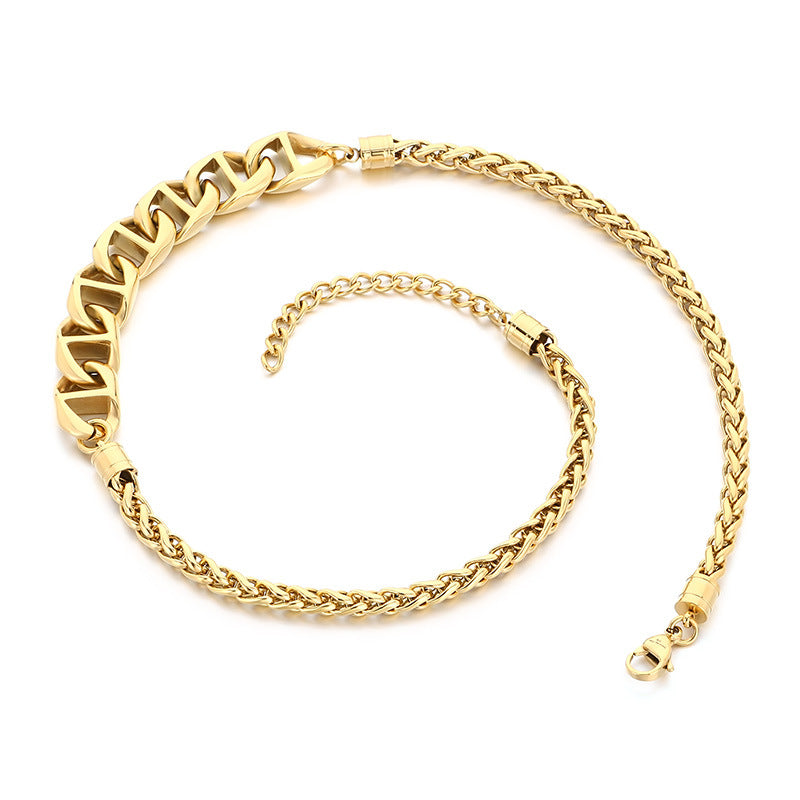 Collarbone Chain, Hip Hop Pig Nose Chain, Vacuum Electroplated Flower Basket Chain, Stainless Necklace