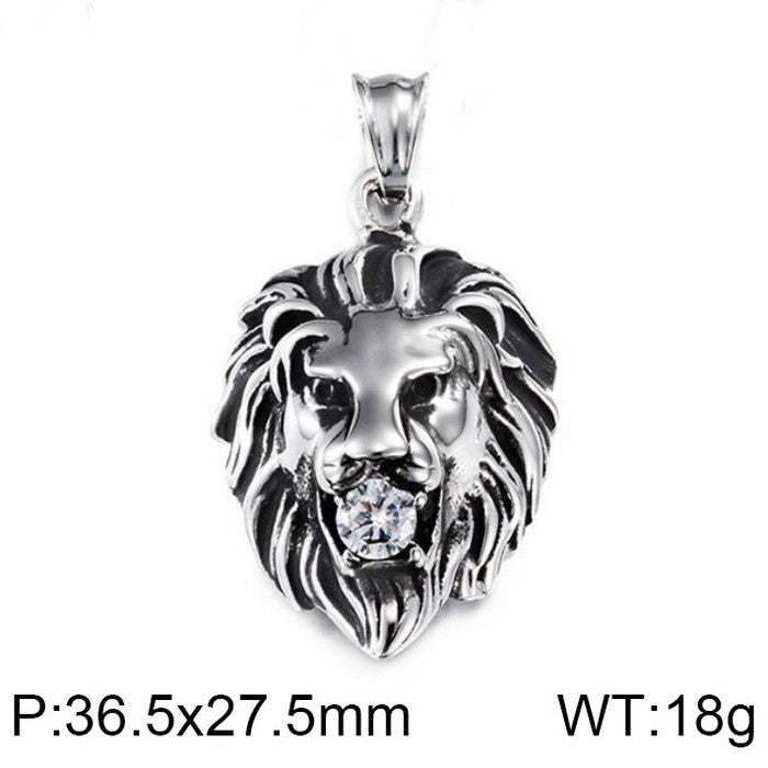 Titanium Steel Lion Head Pendant for Men, Stylish Jewelry Gift for Him