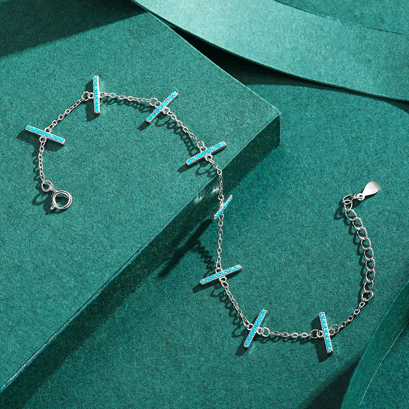 European and American Fashion Sterling Silver Turquoise Bracelet