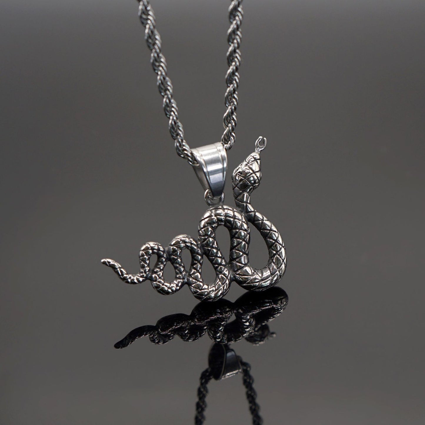 Steel Necklace – Vintage Snake Pendant Necklace