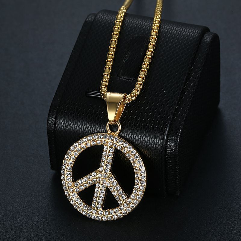 Steel Necklace - Statement Peace Sign Pendant