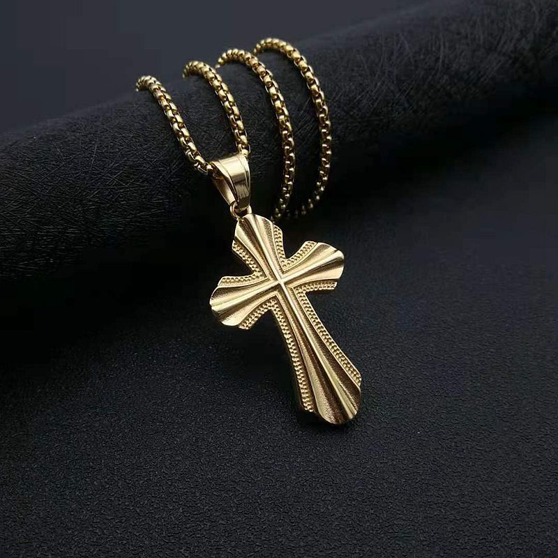 Stainless Steel Necklace – Statement Punk Cross Pendant For Everyday Religious Style