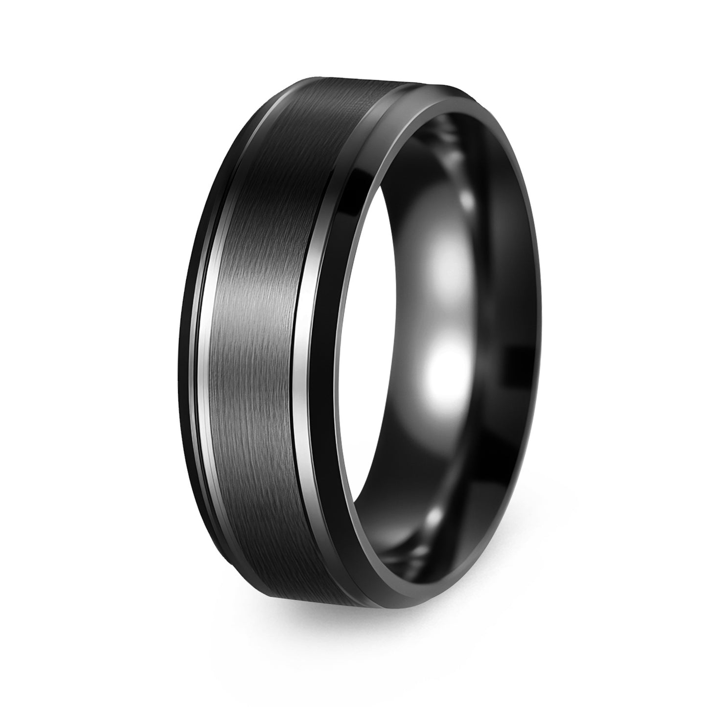 Planderful Everyday Genie Stainless Steel Ring 8 6mm Wide Minimalist Double Bevel For Men With Unisex Protection
