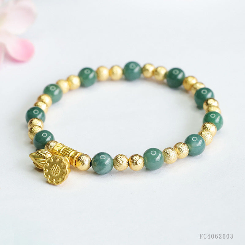 Blue Water Jadeite Round Bead 6 mm Bracelet